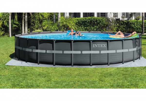 Intex 24ft x 52'' Round Ultra XTR Metal Frame Pool with Sand Filter Pump, Ladder, Ground Cloth and Cover #26340