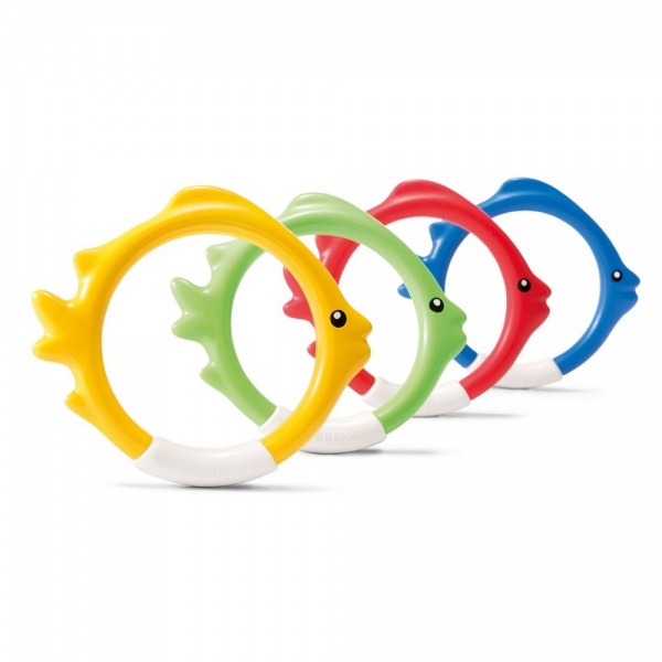 Intex Swimming Pool Diving Toys - Pack of 4 Underwater Fish Rings #55507