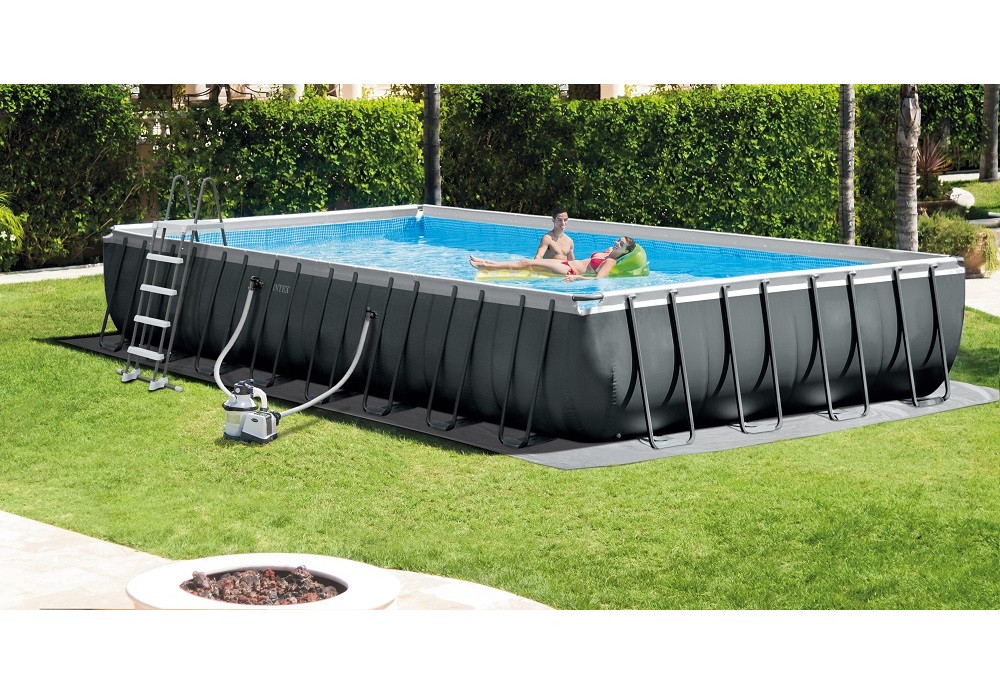 Intex 32ft x 16ft x 52 Rectangular Ultra XTR Metal Frame Pool with Sand Filter Pump Ladder Ground Cloth and Cover 26374