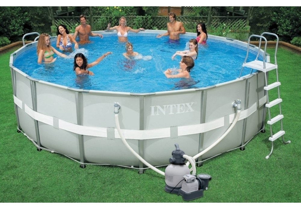 Intex 16ft x 4ft Round Ultra Metal Frame Pool with Filter Pump, Ladder, Ground Cloth and Cover #28322
